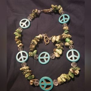 Turquoise peace necklace/bracelet set